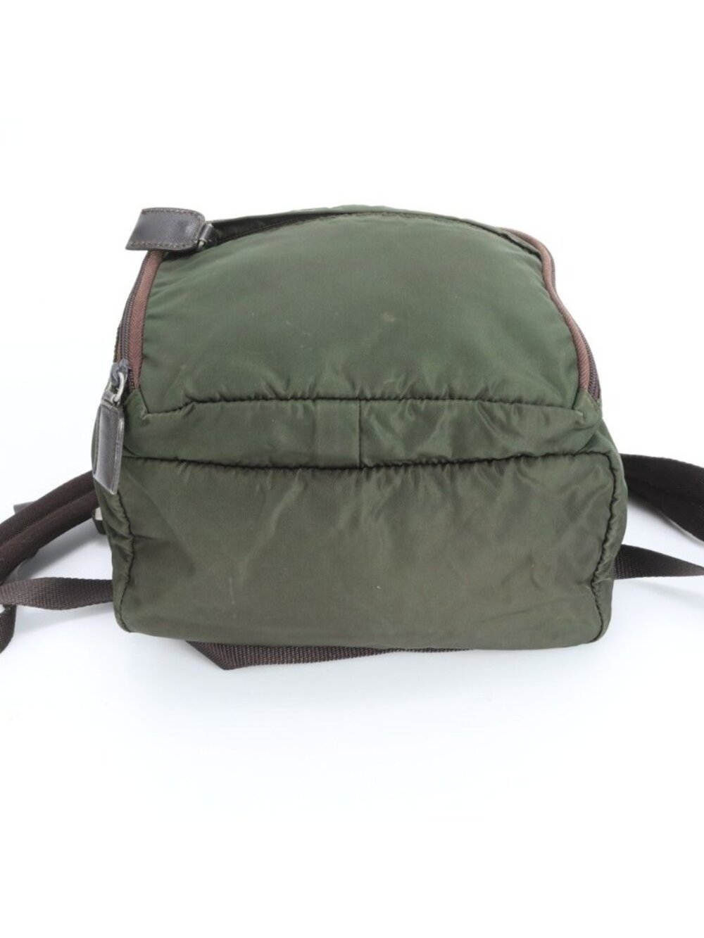 Prada Tessuto Nylon Triangle Logo Khaki Backpack Shoulder Bag - Picture 6 of 10